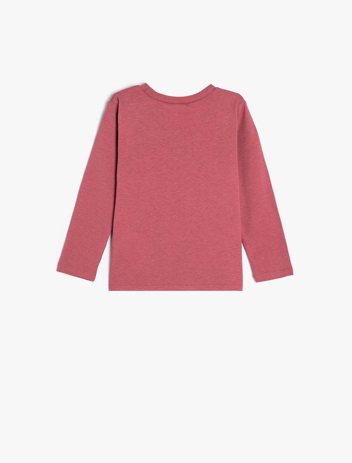 Erkek Bebek Tişört Dinozor Baskılı Uzun Kollu Bisiklet Yaka Pamuklu