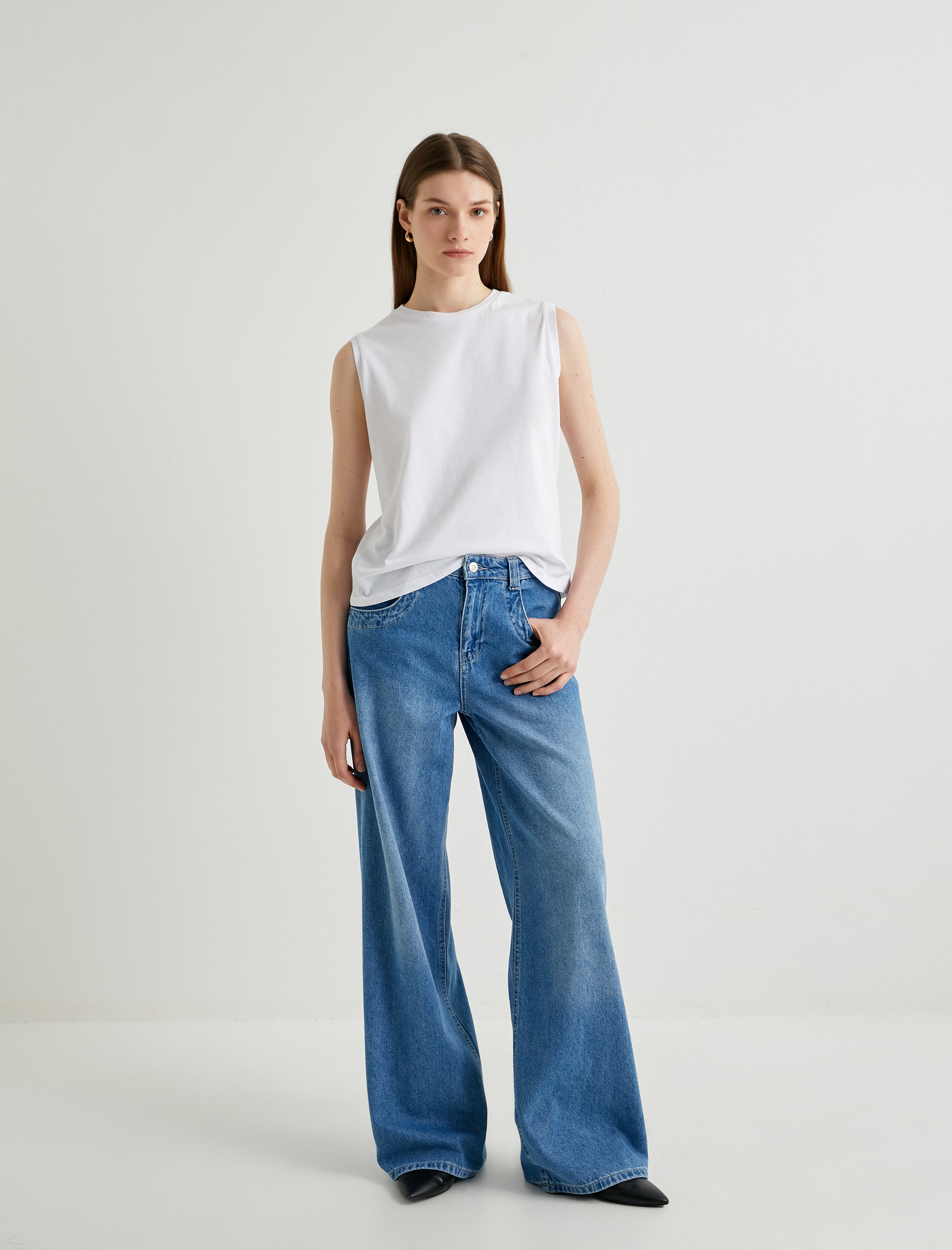   Kolsuz Tişört Basic Bisiklet Yaka Pamuklu Standart Kesim