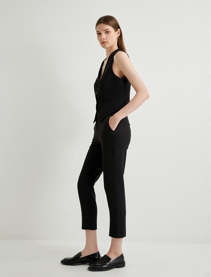  Cigarette Kumaş Pantolon Normal Bel Cep Detaylı