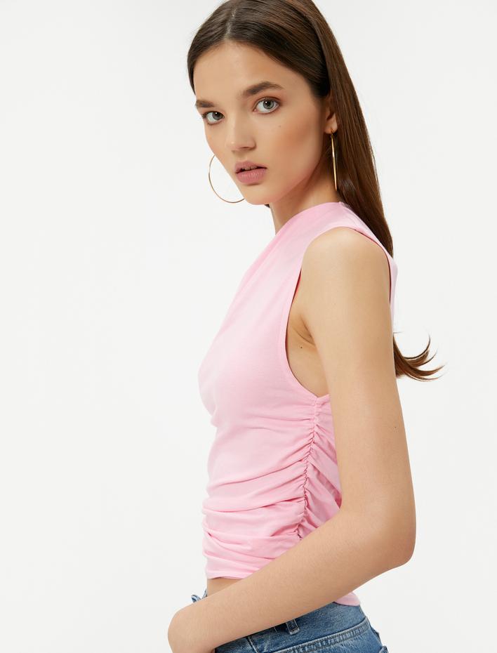  Tek Omuz Kolsuz Tişört  Slim Fit Pamuklu