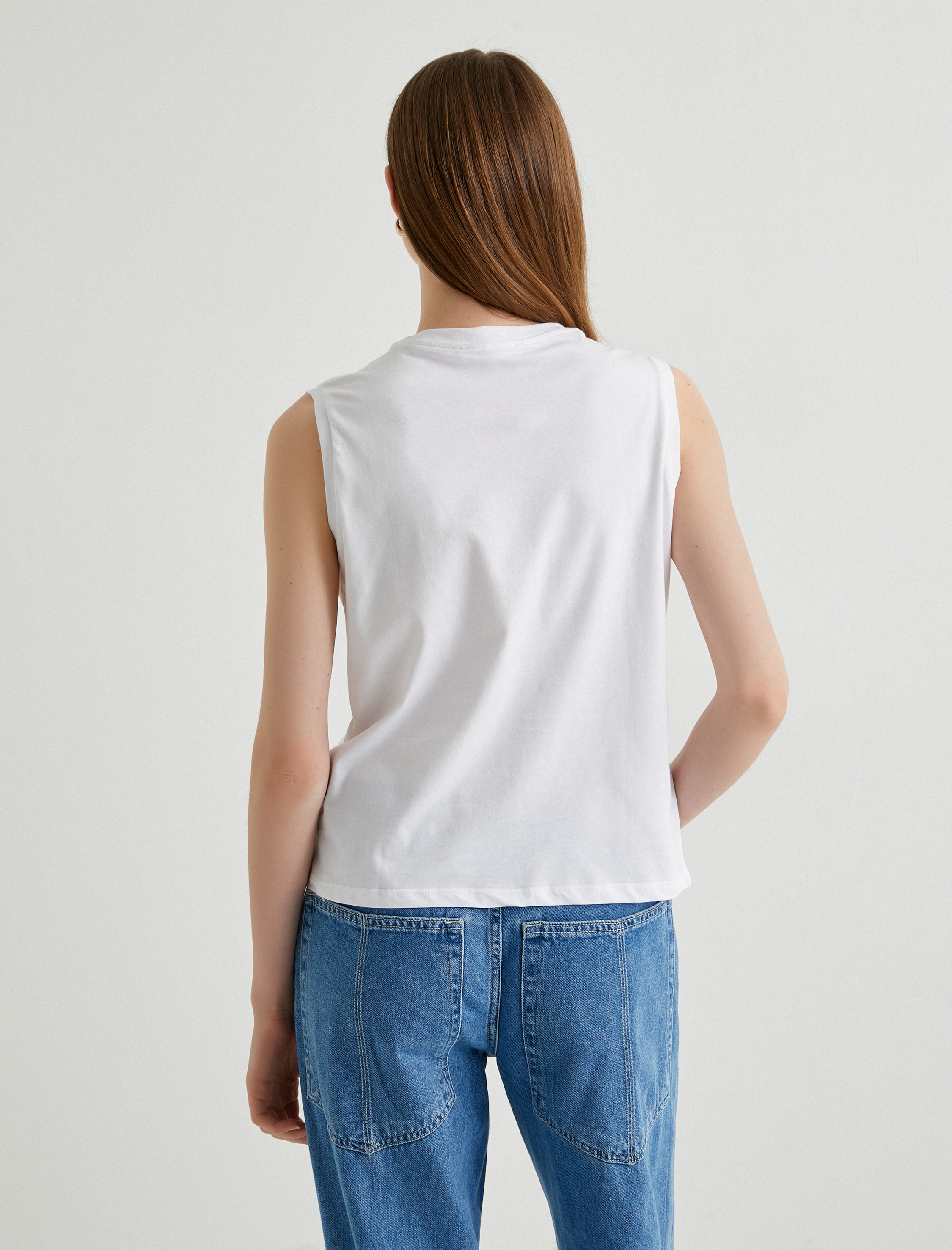   Kolsuz Tişört Basic Bisiklet Yaka Pamuklu Standart Kesim