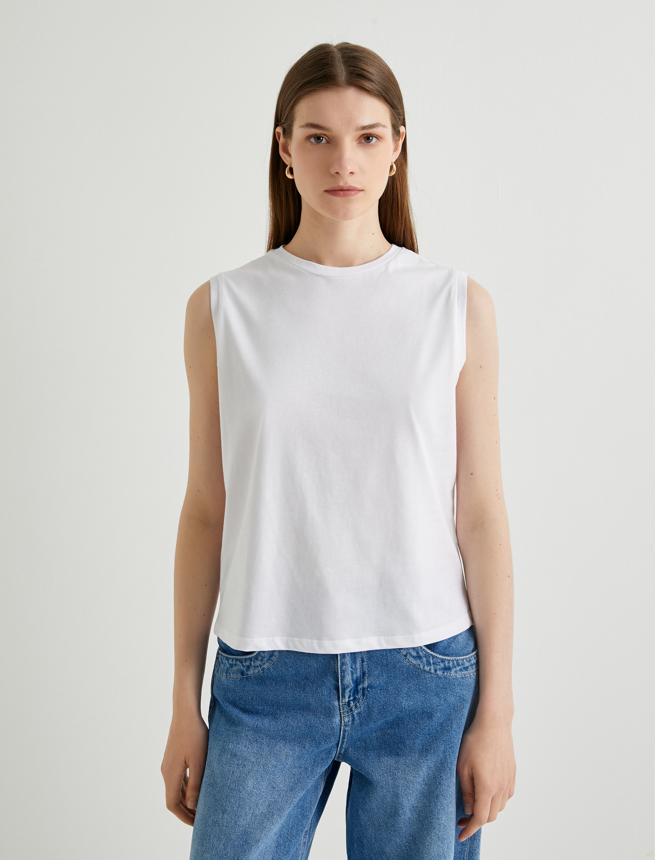   Kolsuz Tişört Basic Bisiklet Yaka Pamuklu Standart Kesim