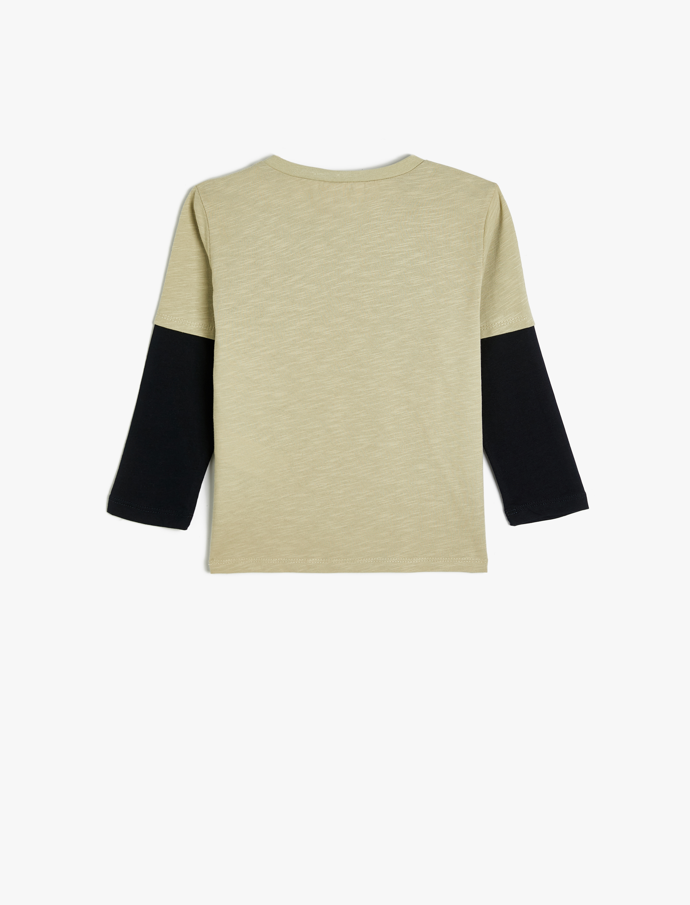  Erkek Bebek Tişört Dinozor Baskılı Uzun Kollu Bisiklet Yaka Pamuklu