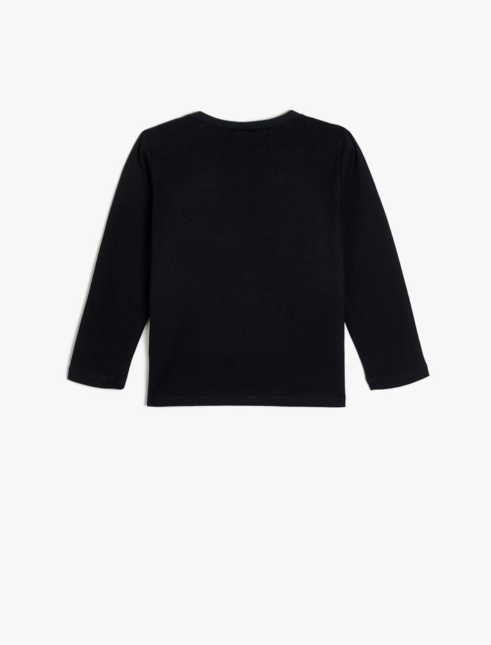 Erkek Bebek Tişört Uzun Kollu Bisiklet Yaka Hayvanlar Baskılı Pamuklu