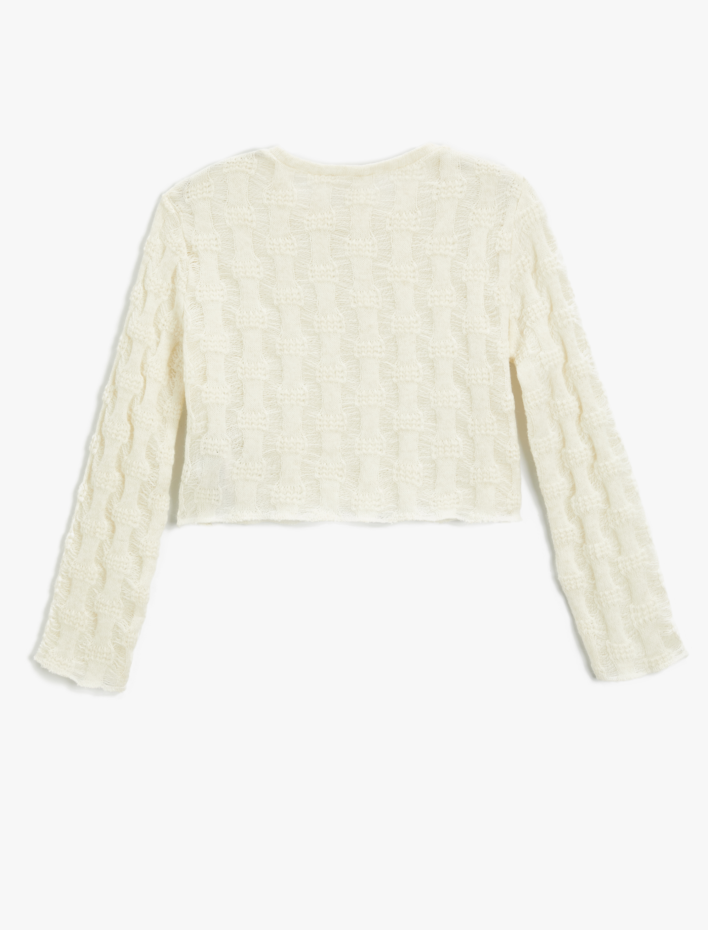  Kız Çocuk Crop Sweatshirt Bisiklet Yaka Uzun Kollu