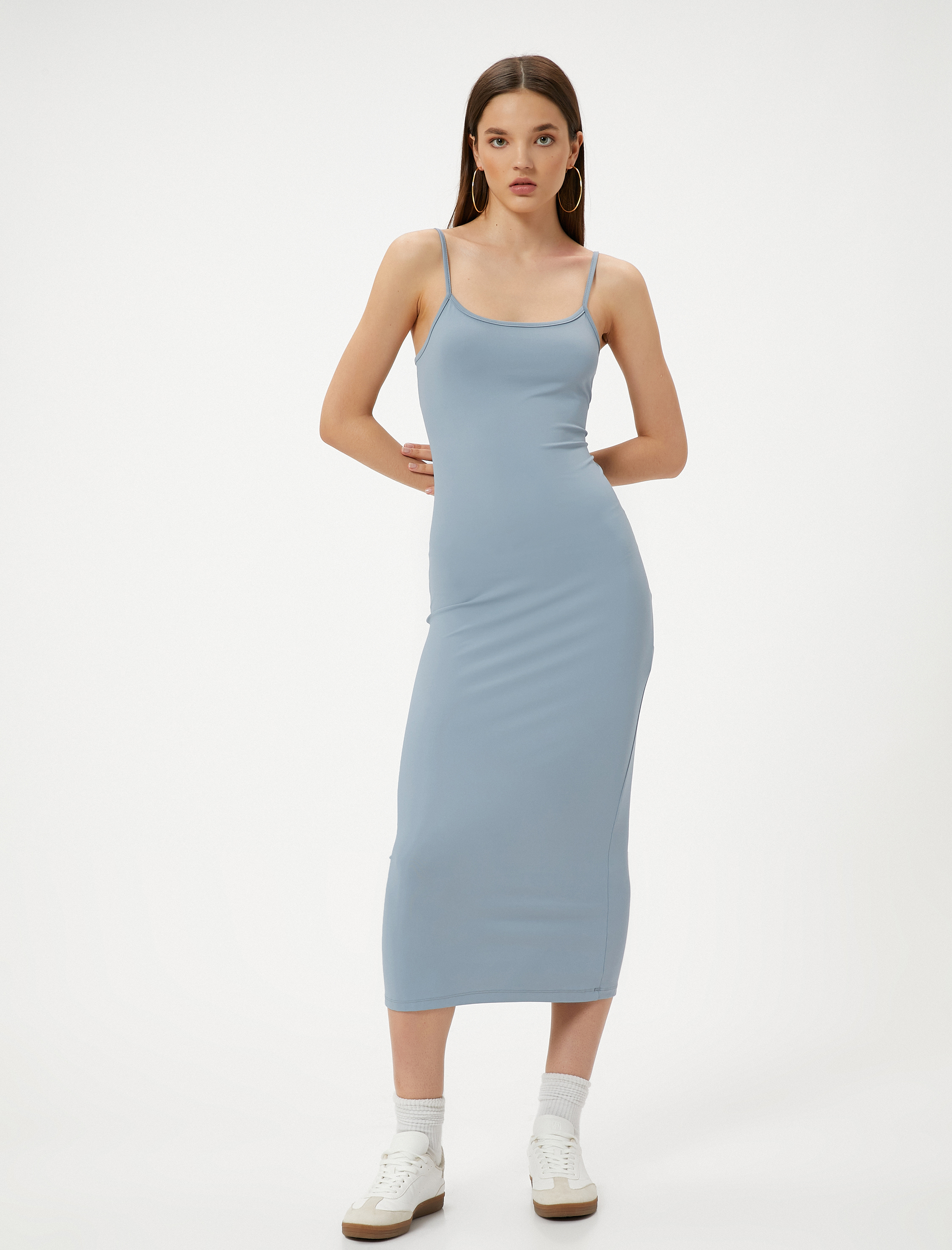   Maksi İnce Askılı Kalem Elbise Slim Fit