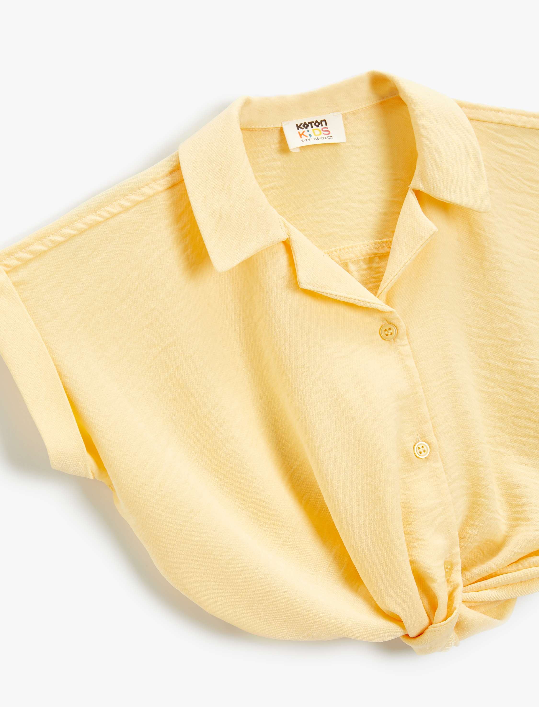  Kız Çocuk Crop Gömlek Kısa Kollu  Önden Bağlamalı