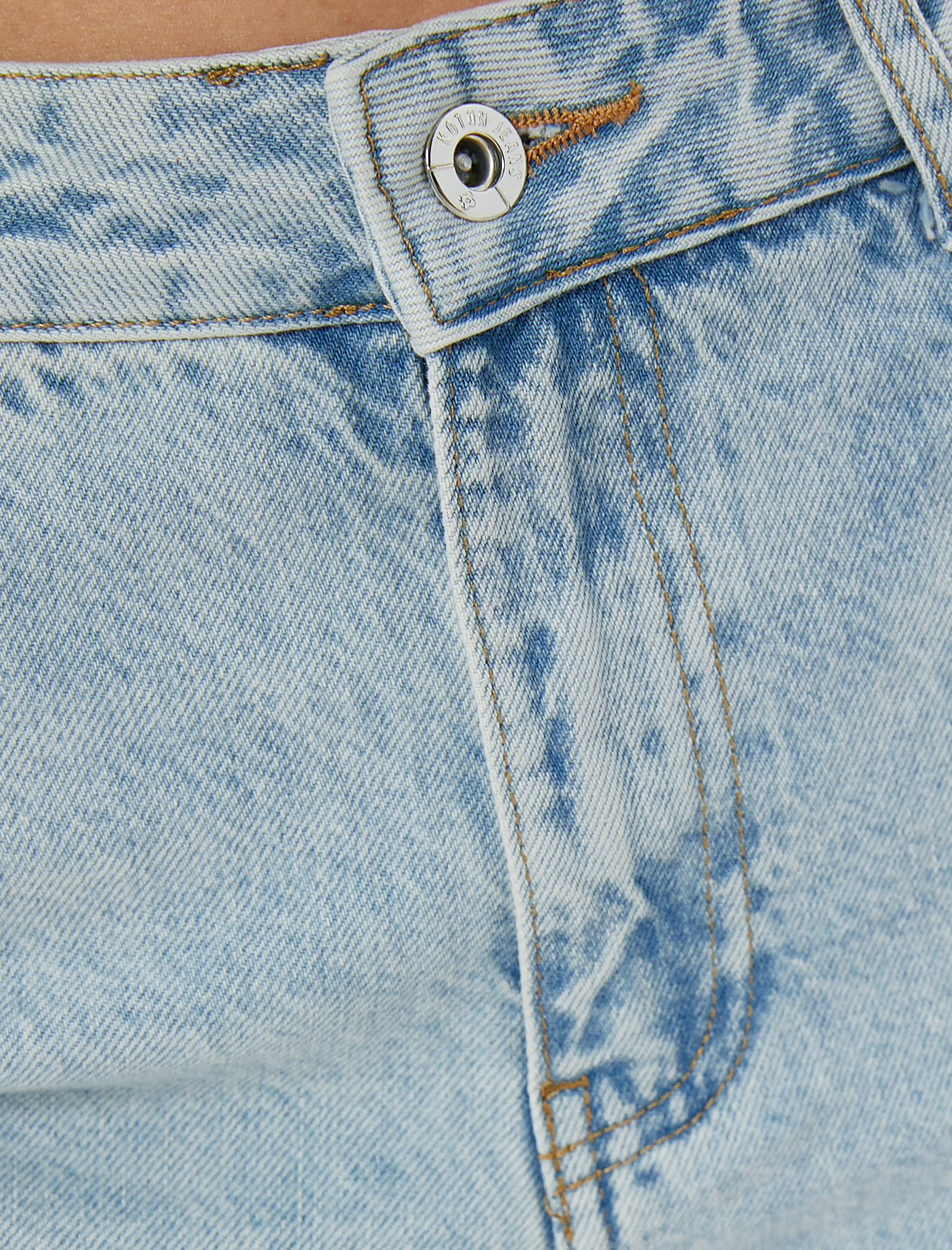 Çok Yıpratmalı Kısa Düz Kesik Paça Kot Pantolon Cepli - Eve Straight Jeans