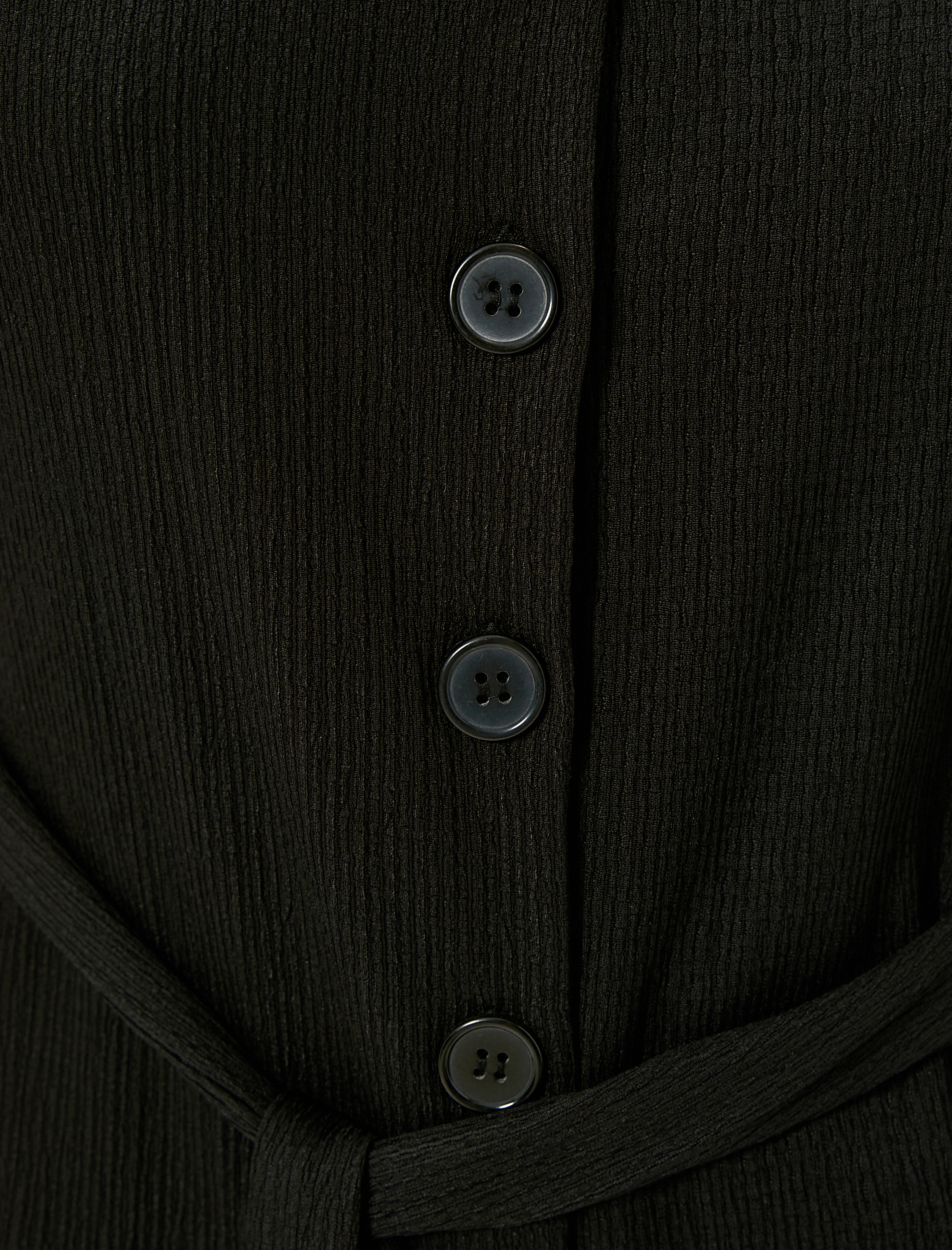   Tulum V Yaka Düğmeli Bol Paça Kolsuz Kemer Detaylı Bürümcük