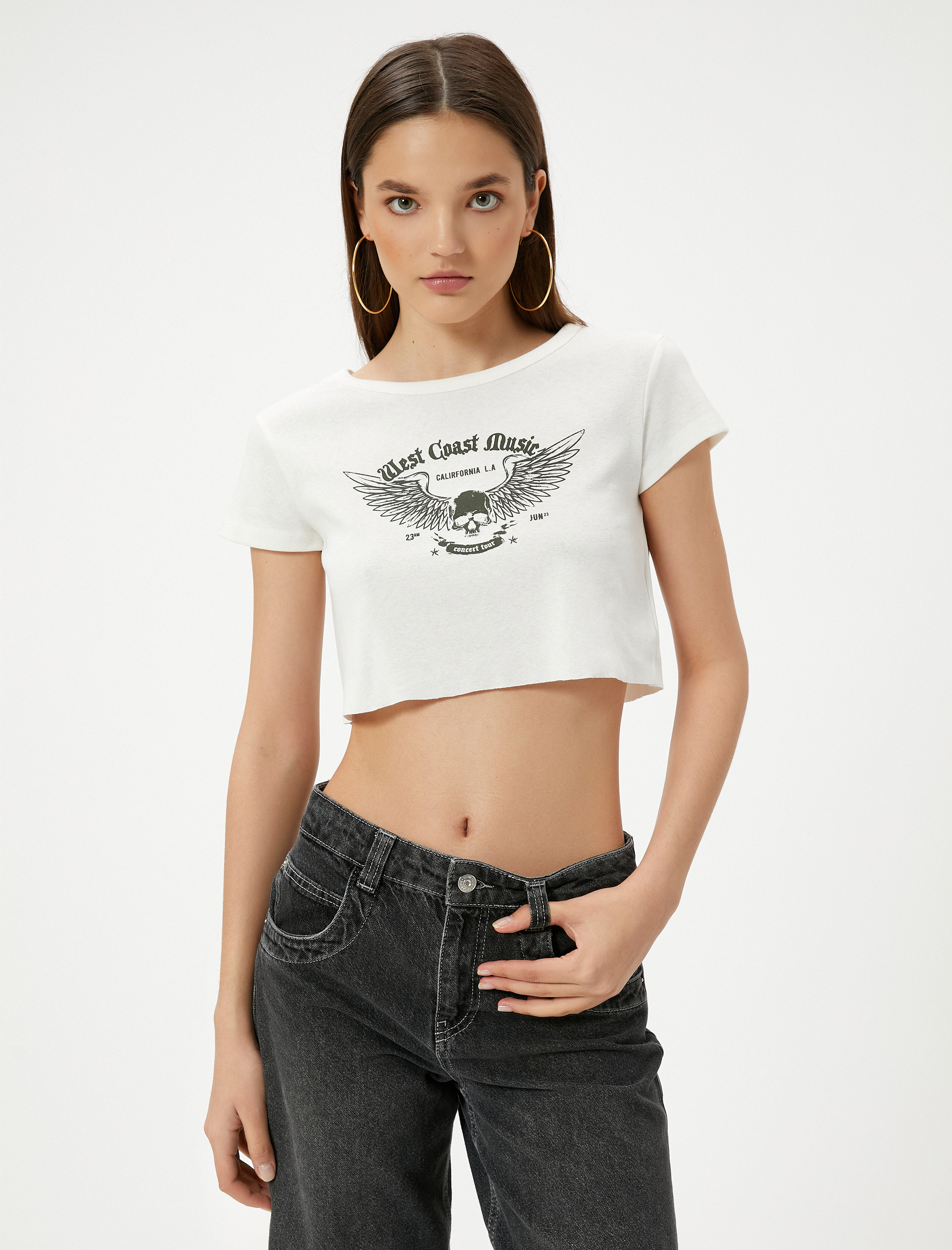   Baskılı Crop Tişört