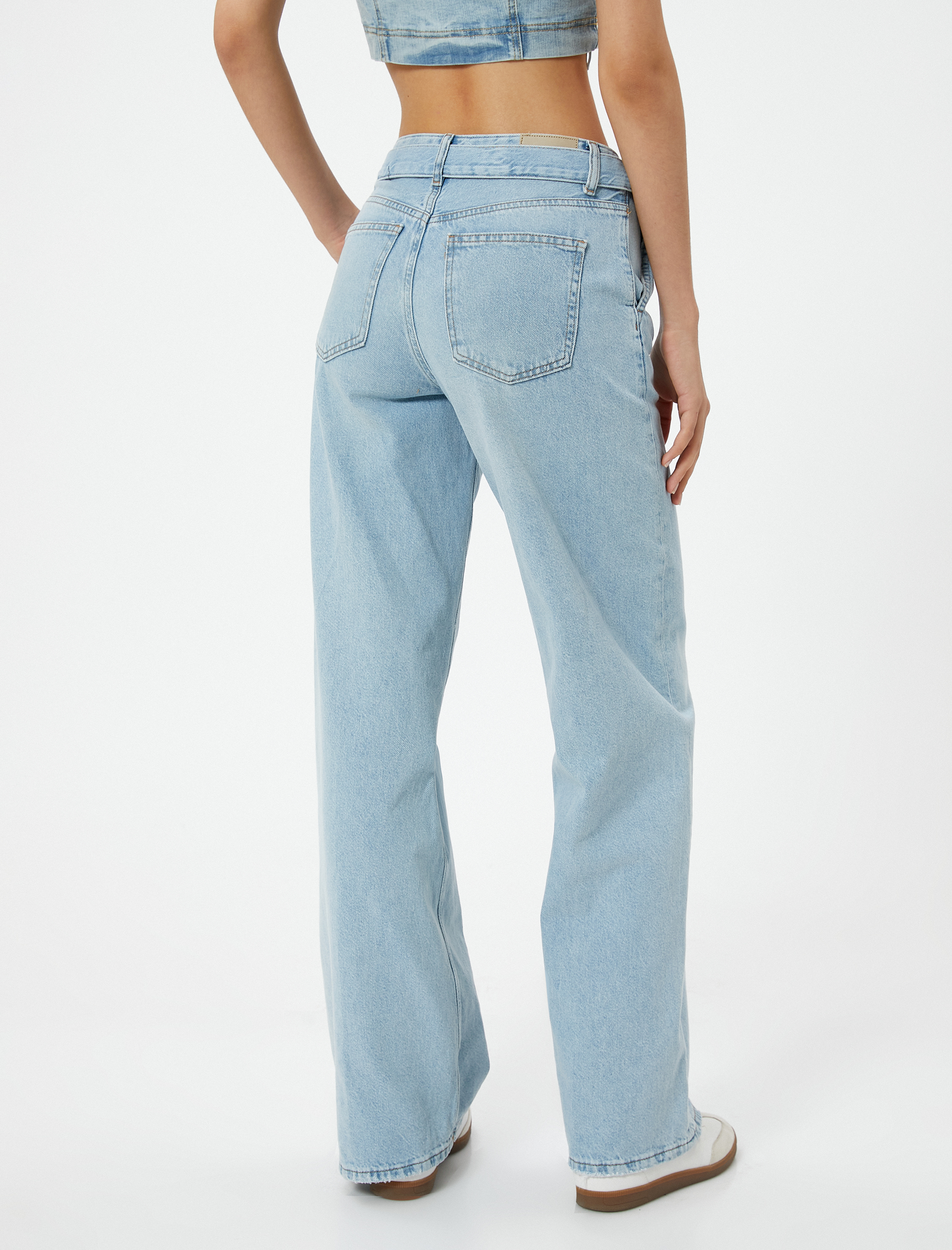   Geniş Paça Kot Pantolon Kuşak Detaylı - Bianca Wide Leg Jeans