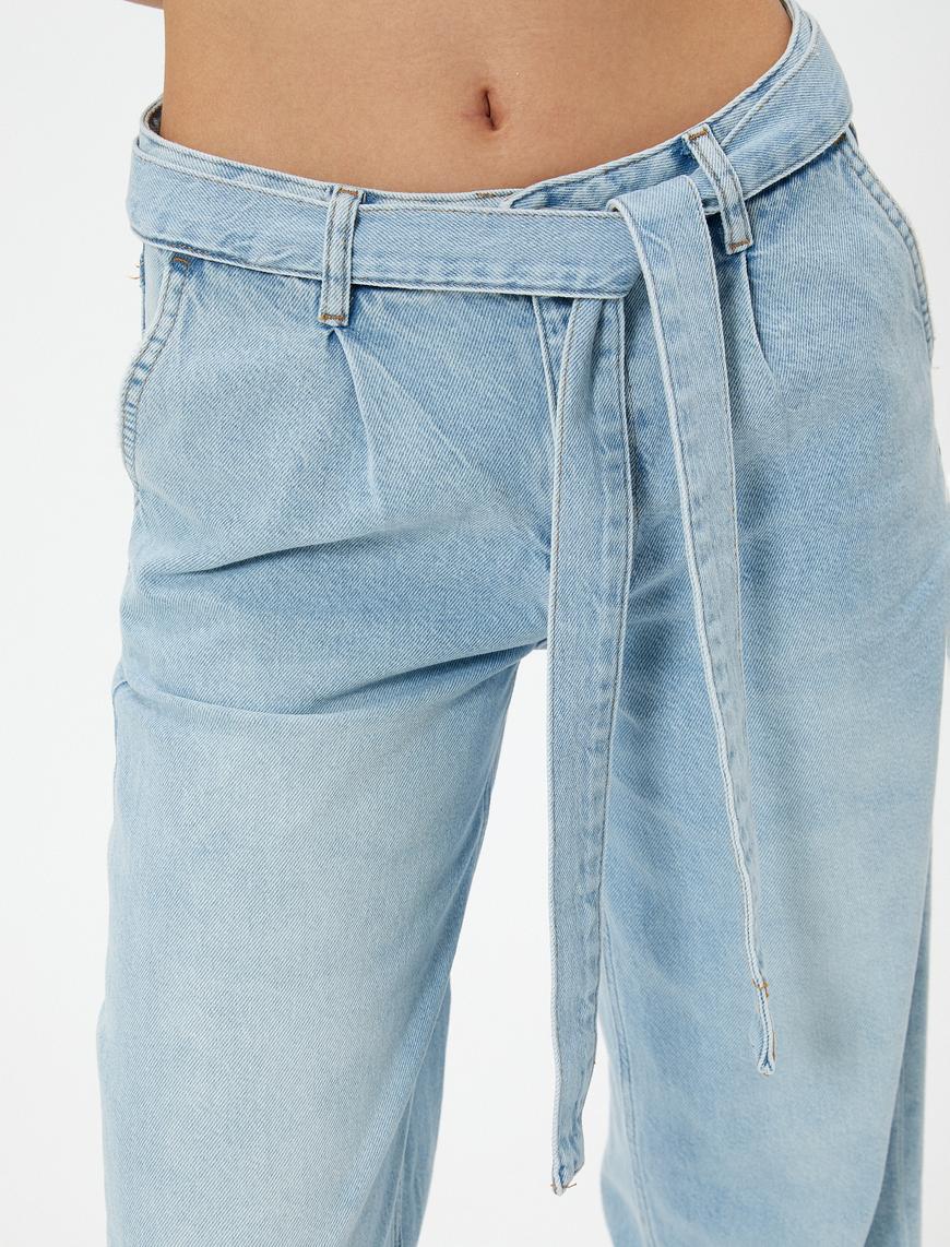   Geniş Paça Kot Pantolon Kuşak Detaylı - Bianca Wide Leg Jeans