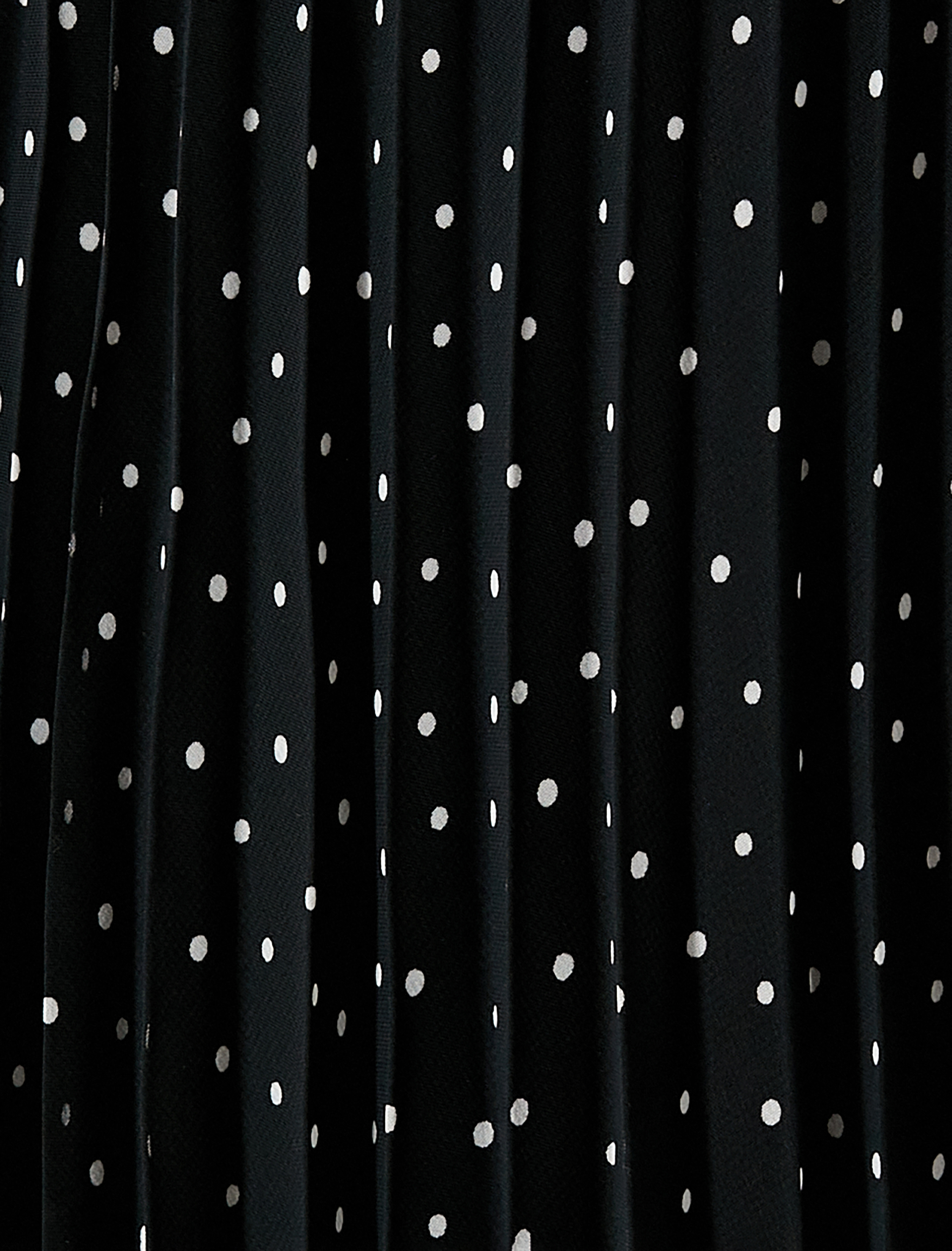   Midi Pileli Etek Puantiyeli Lastikli Yüksek Bel