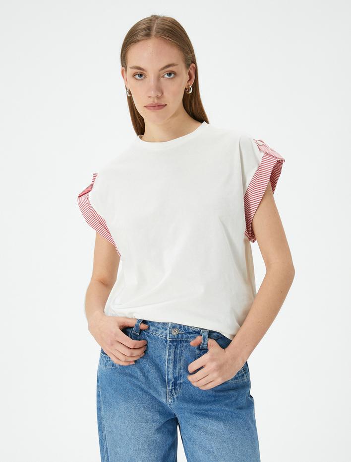  Bisiklet Yaka Tişört Kısa Kollu Düğme Detaylı Pamuklu Standart Kesim