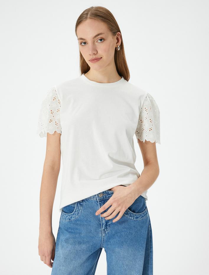  Fisto Kollu Tişört Bisiklet Yaka Pamuklu Standart Kesim