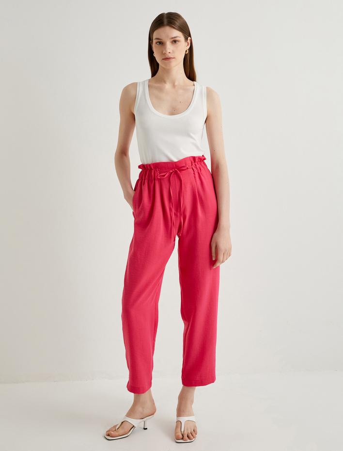  Jogger Pantolon Beli Bağcıklı Cep Detaylı Rahat Kesim