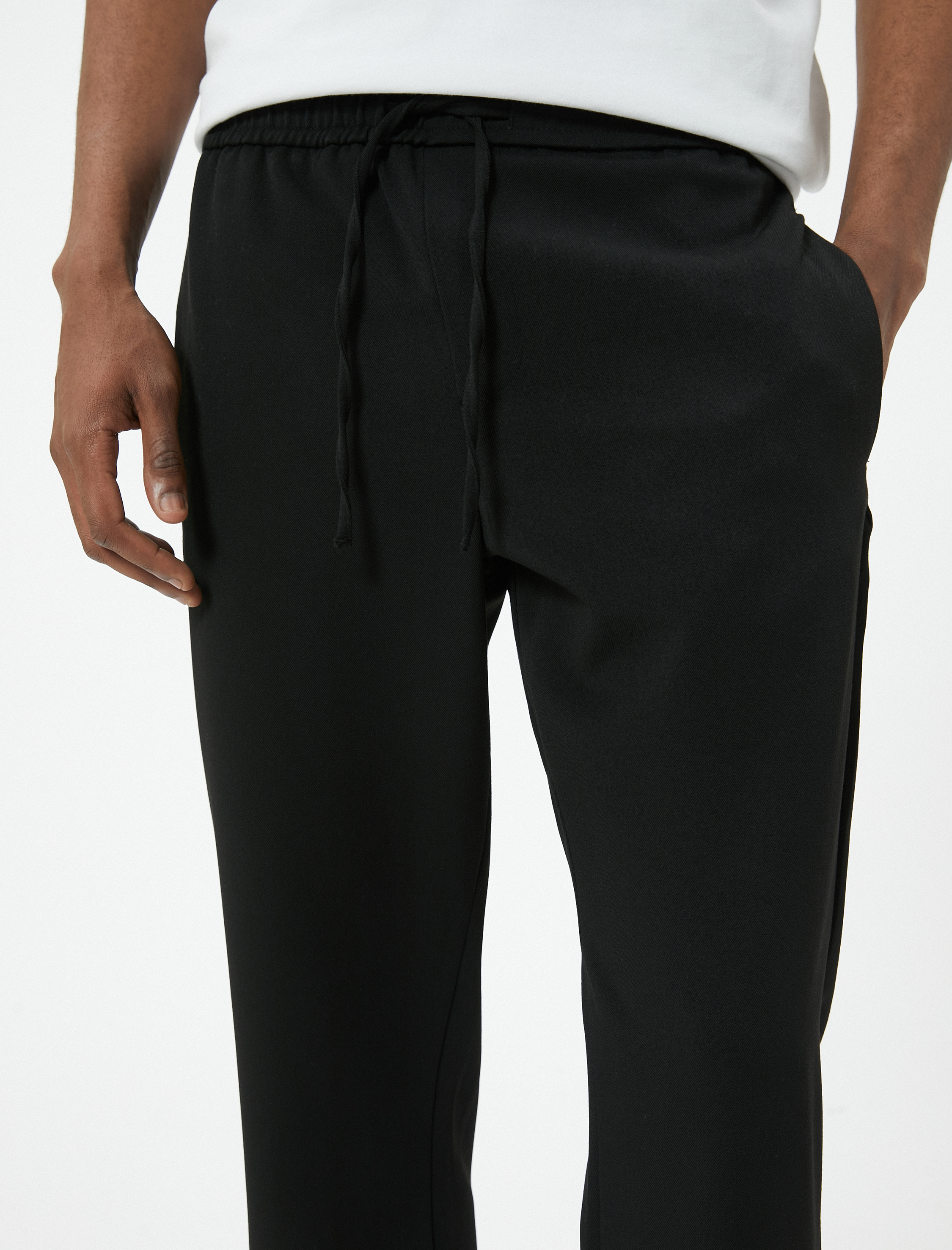   Yazlık Kumaş Pantolon Jogger Beli Bağcıklı Cepli Viskon Karışımlı