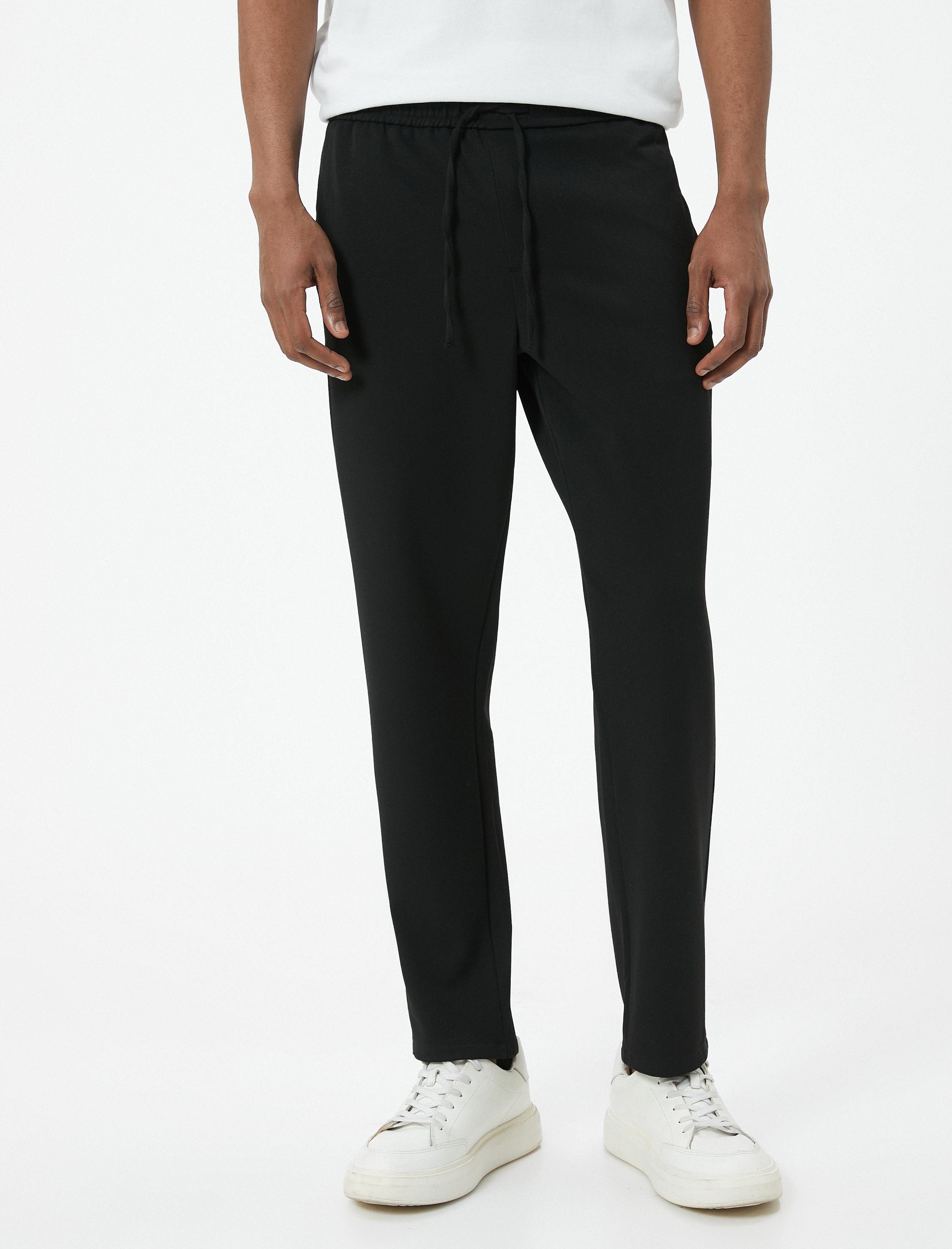   Yazlık Kumaş Pantolon Jogger Beli Bağcıklı Cepli Viskon Karışımlı