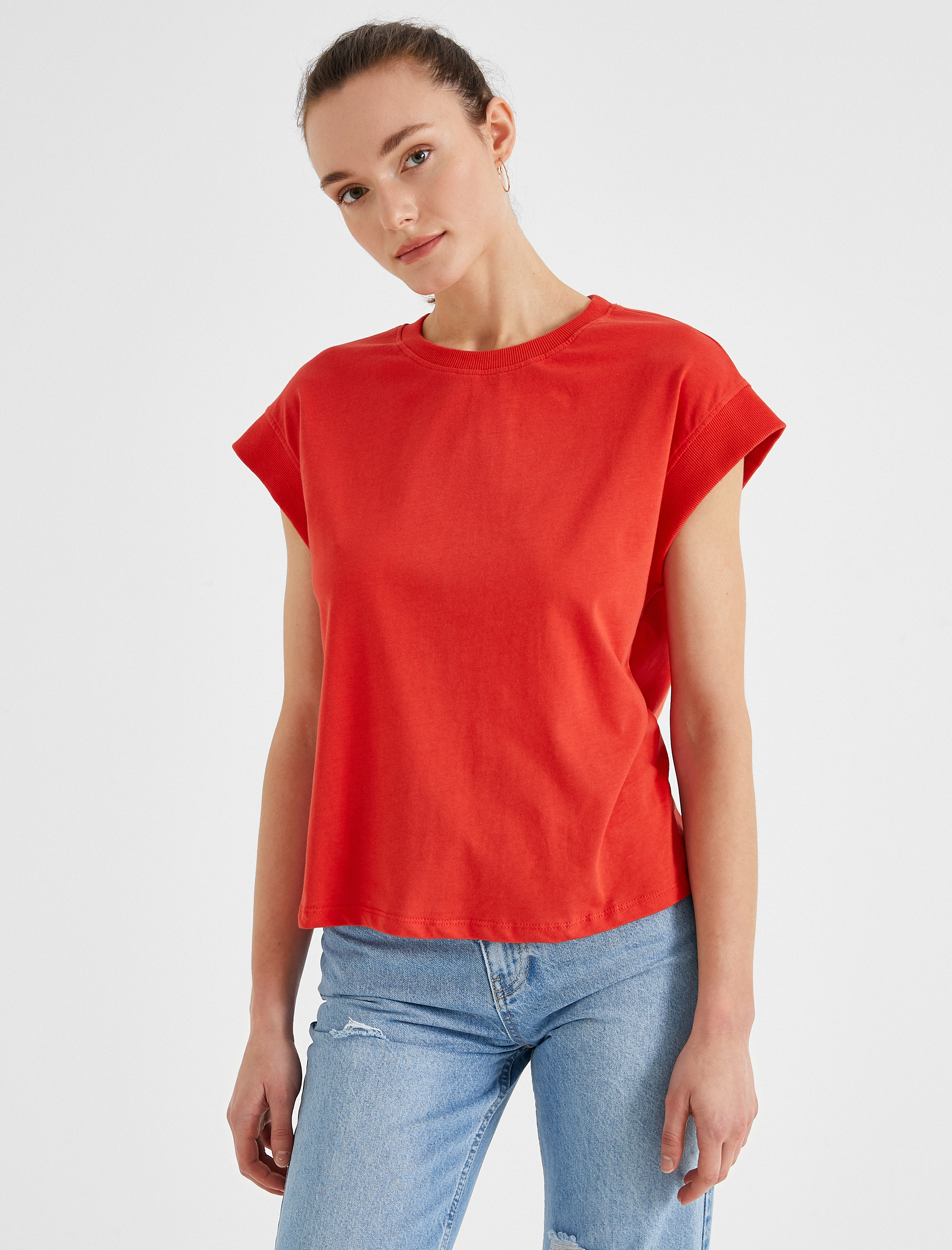   Bisiklet Yaka Tişört Pamuklu