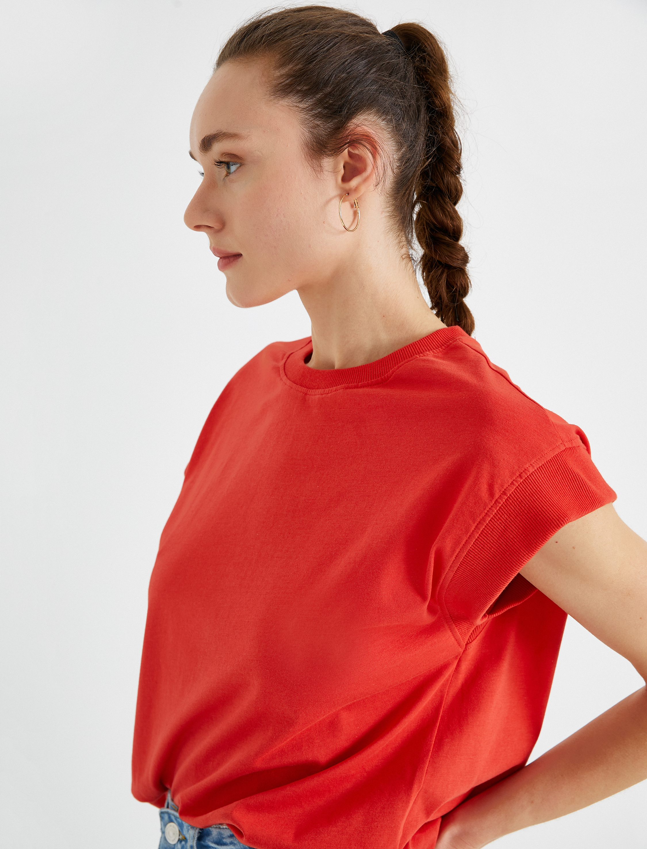   Bisiklet Yaka Tişört Pamuklu