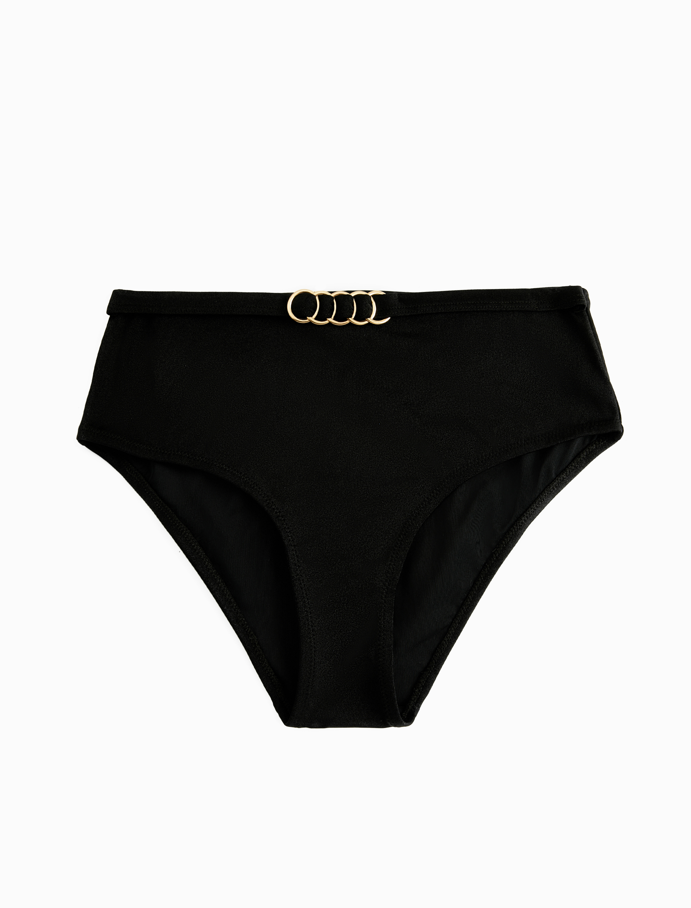   Yüksek Bel Bikini Altı Metal Aksesuar Detaylı Dokulu