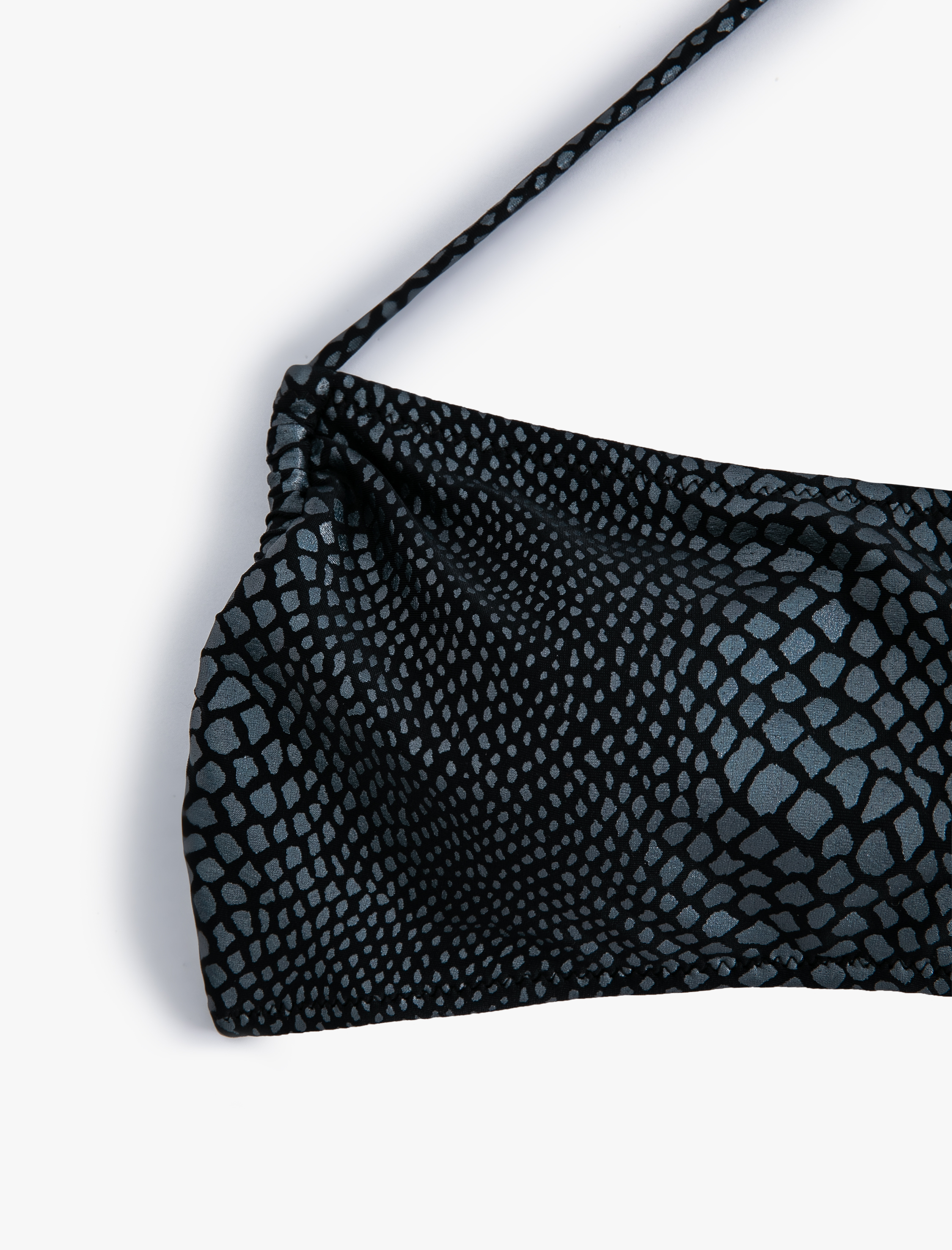   Boyundan Bağlamalı Bikini Üstü Yılan Derisi Desenli