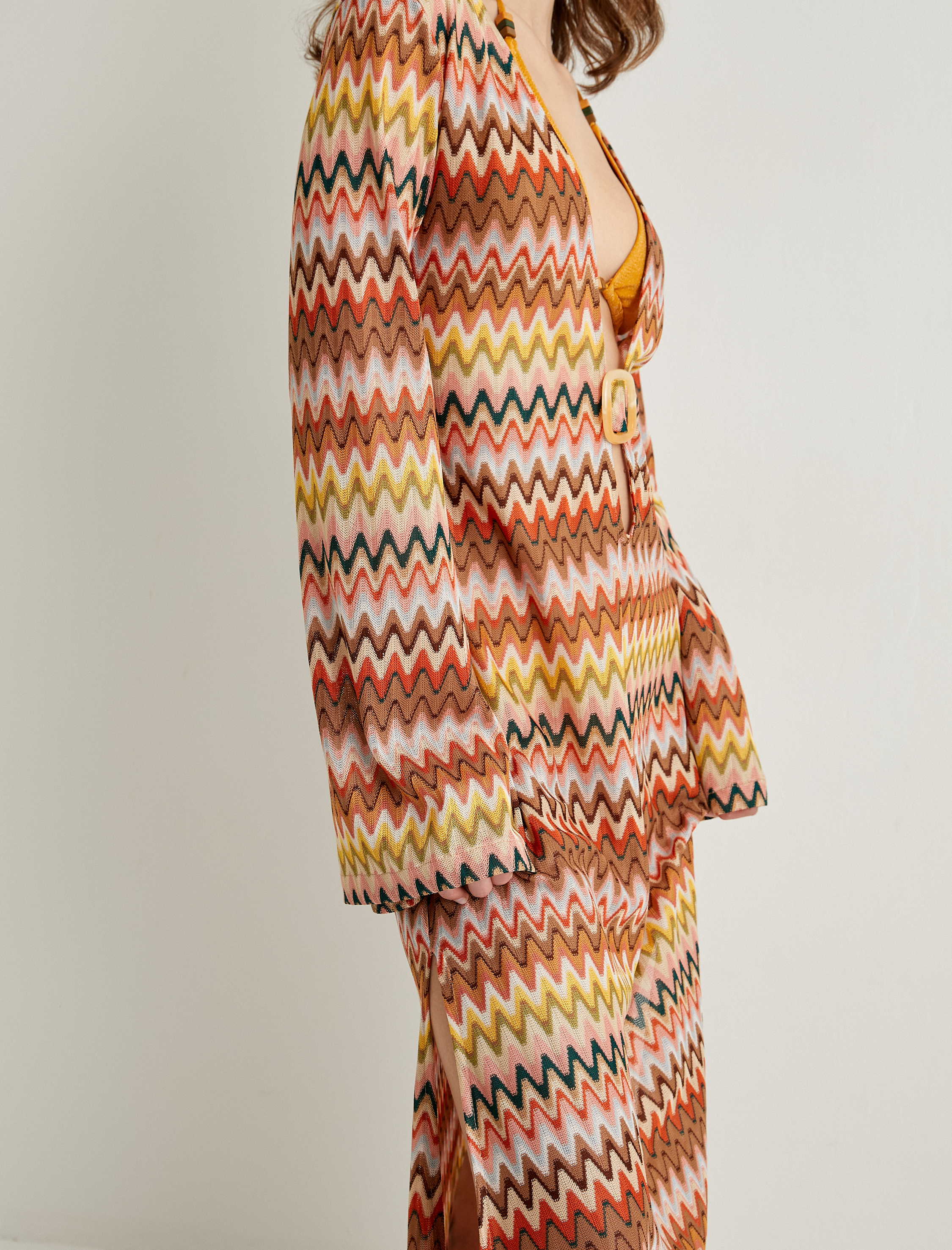   Uzun Plaj Elbisesi Toka Detaylı Dokulu