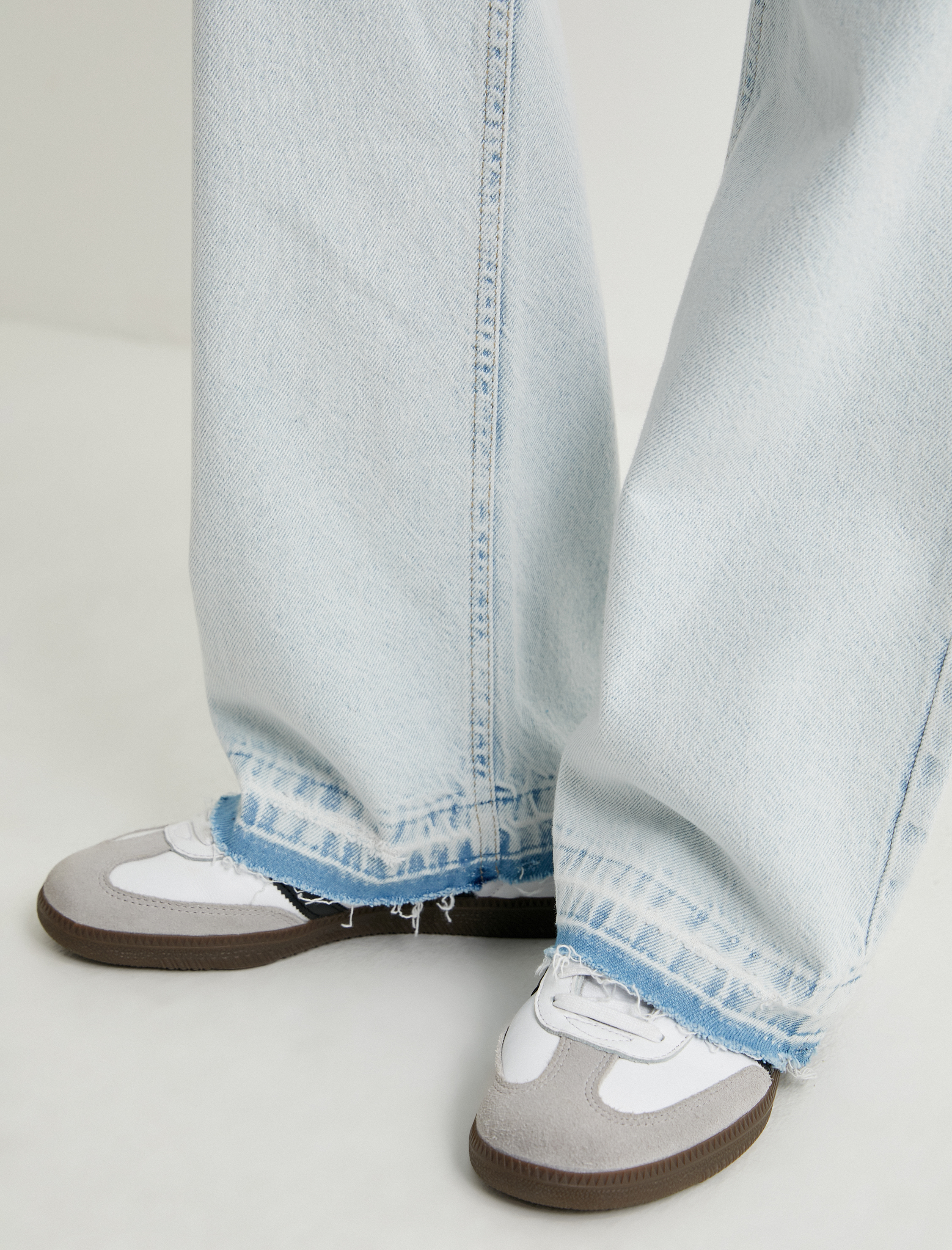   Düz Paça Çift Bel Bantlı Kot Pantolon  Cepli Pamuklu - Nora Straight Jeans