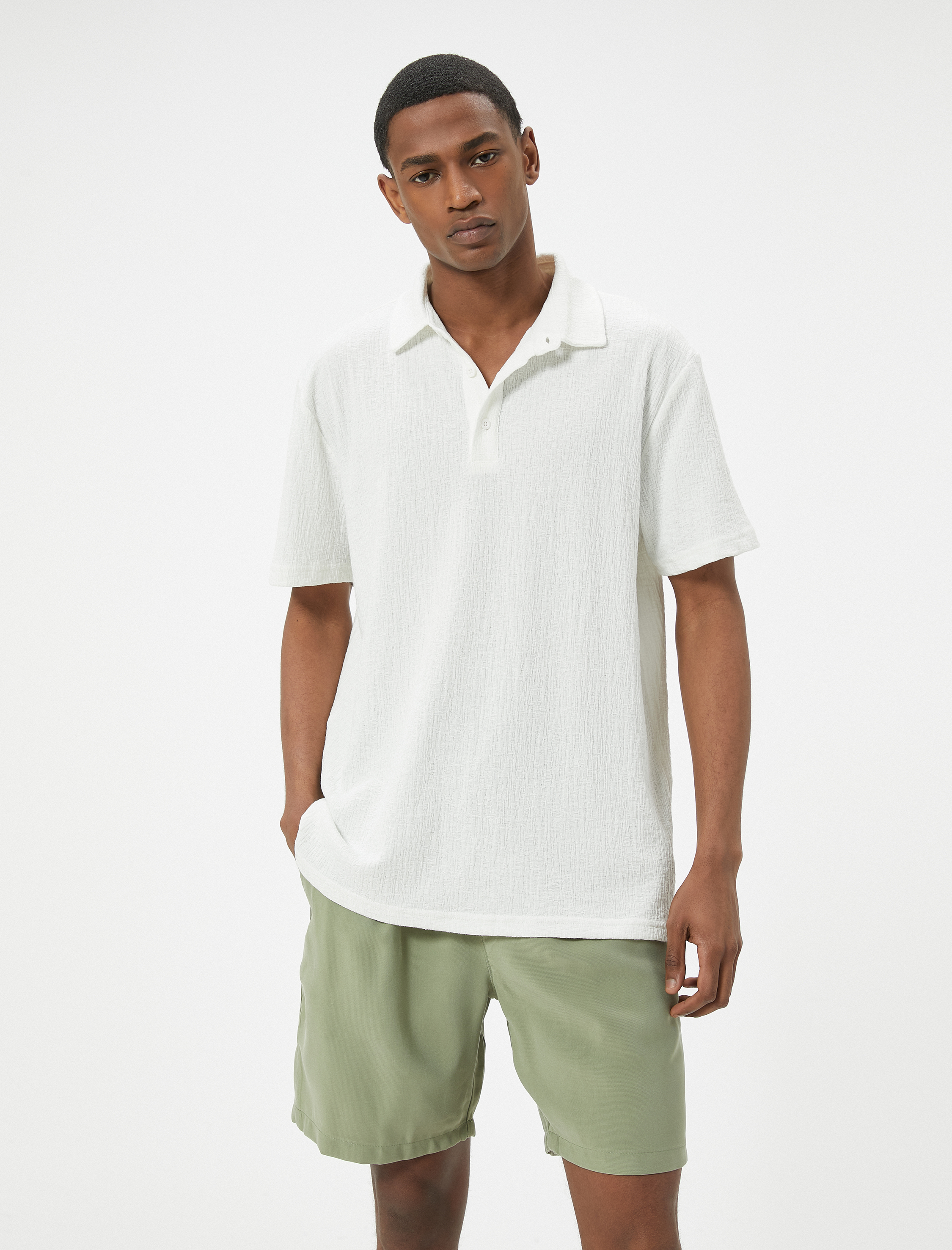 Bermuda Şort Chino Beli Bağcıklı Cep Detaylı Rayon Kumaş