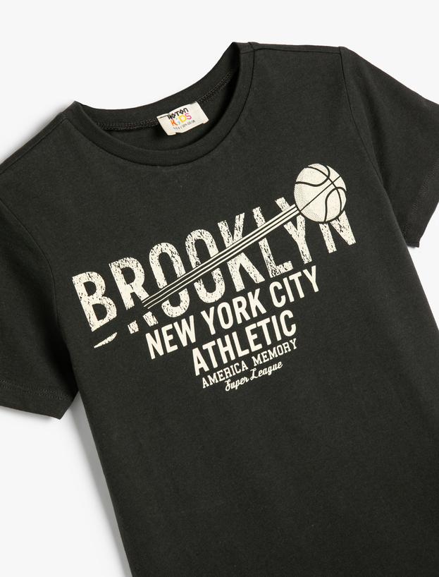 Tişört Brooklyn Baskılı Kısa Kollu Bisiklet Yaka_2