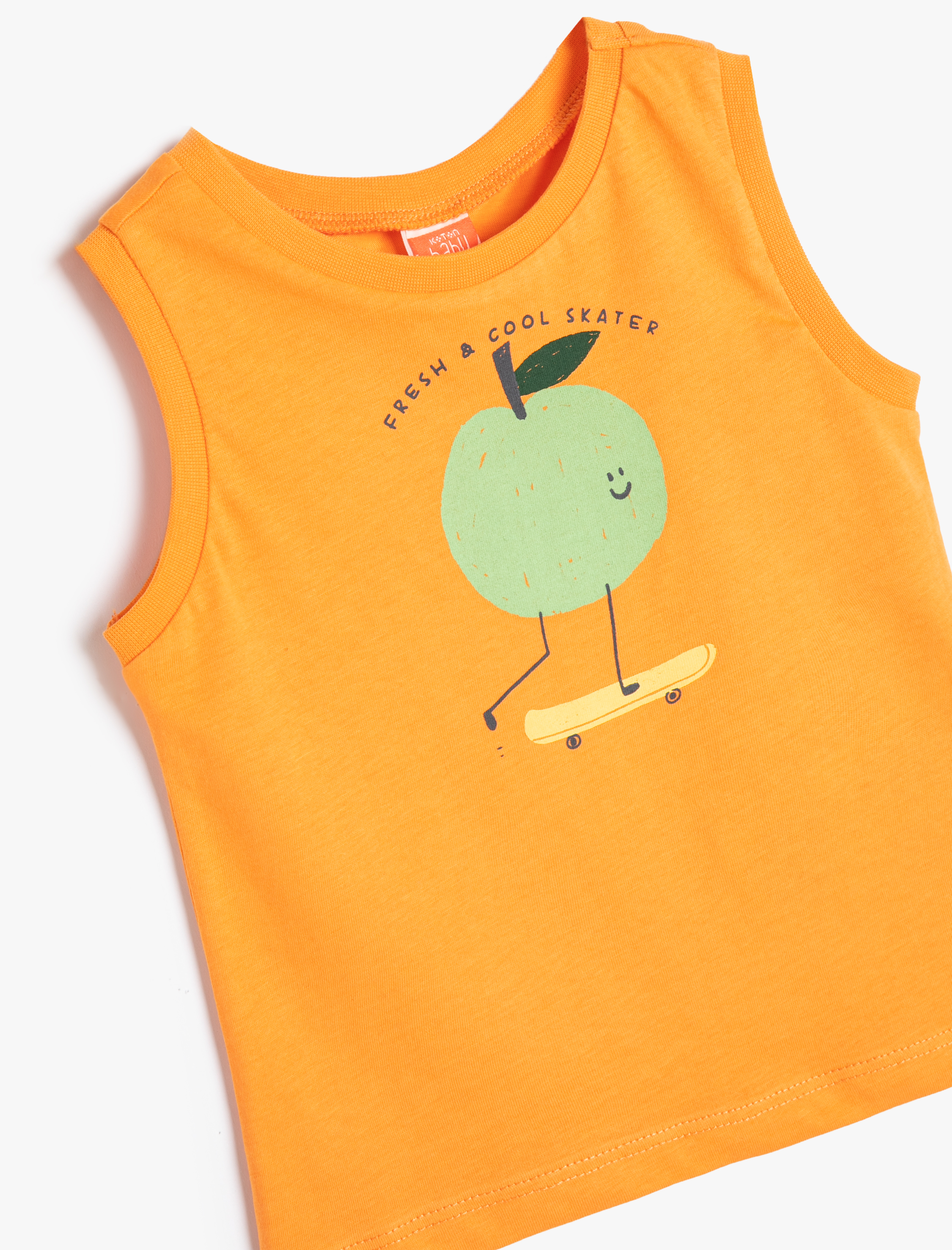 Erkek Bebek Atlet Kolsuz Meyve Baskılı Pamuklu