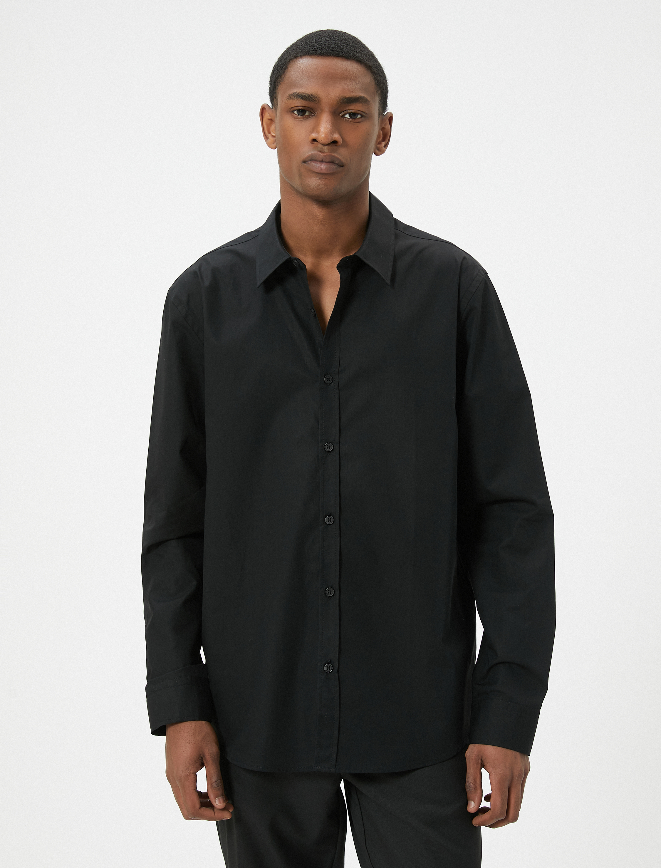   Basic Gömlek Uzun Kollu Klasik Yaka Düğmeli Pamuklu Regular Fit