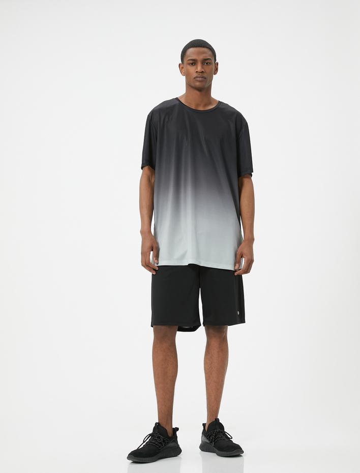  Spor Tişört Soyut Baskılı Kısa Kollu Bisiklet Yaka