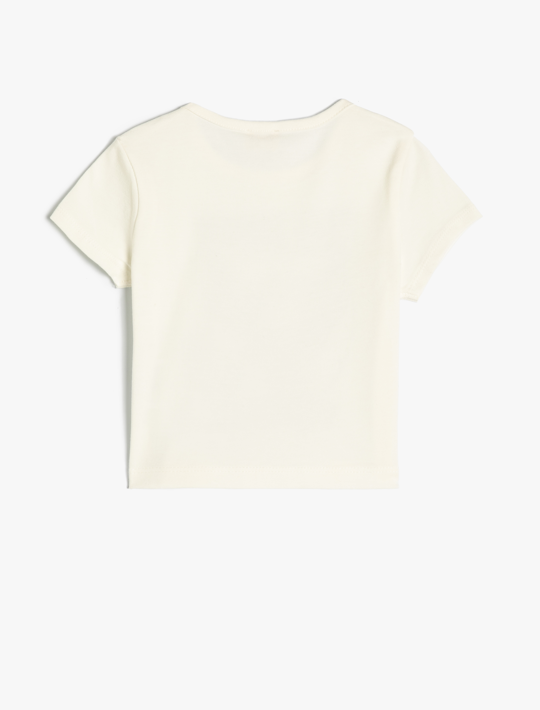  Kız Çocuk Crop Tişört Kısa Kollu Bisiklet Yaka Baskılı Pamuklu