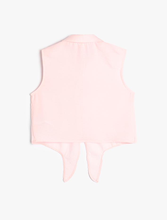 Kız Çocuk Crop Gömlek Kısa Kollu Önden Bağlamalı