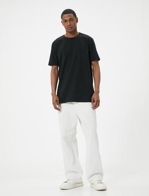 Basic Tişört Slim Fit Bisiklet Yaka Kısa Kollu Pamuklu