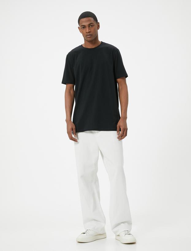 Basic Tişört Slim Fit Bisiklet Yaka Kısa Kollu Pamuklu_0