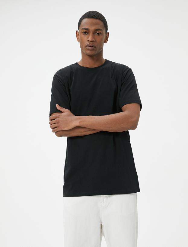 Basic Tişört Slim Fit Bisiklet Yaka Kısa Kollu Pamuklu_2
