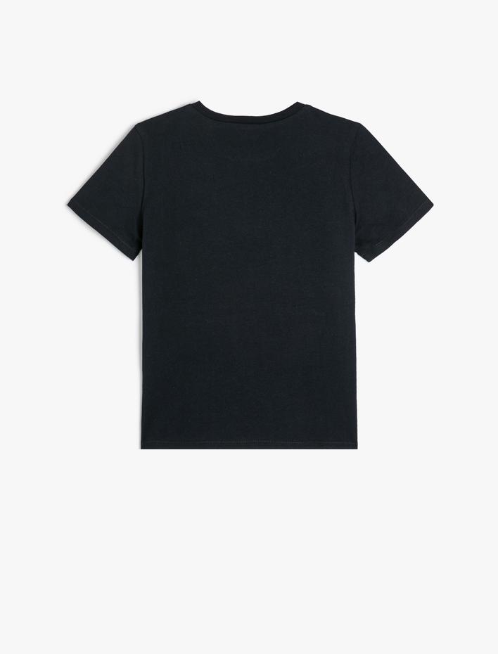 Erkek Çocuk Tişört Tropik Baskılı Kısa Kollu Bisiklet Yaka Pamuklu