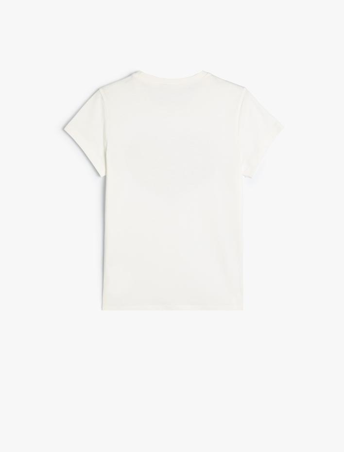 Kız Çocuk Atatürk Baskılı Tişört Pullu Payetli Bisiklet Yaka Kısa Kollu Pamuklu