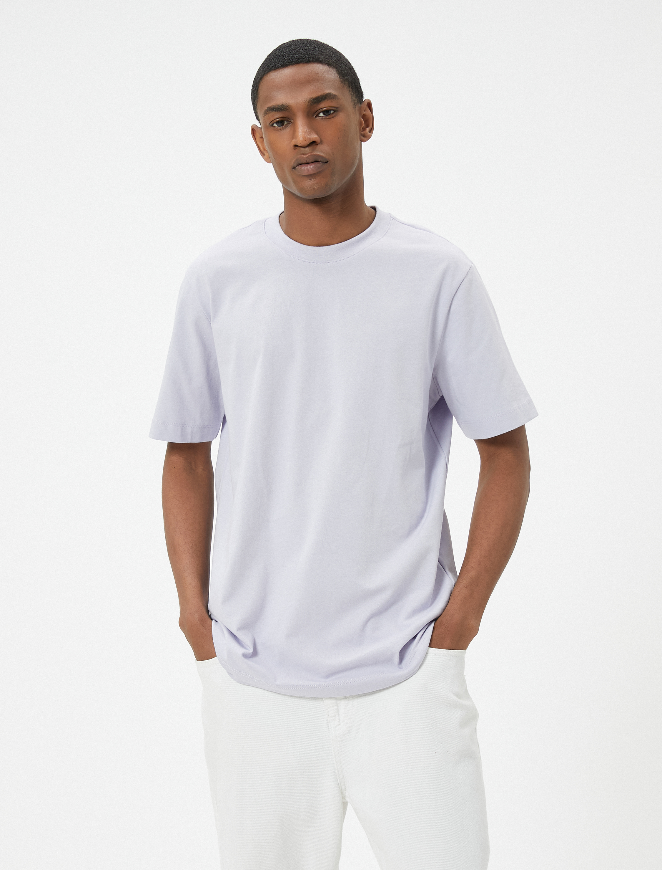   Basic Tişört Bisiklet Yaka Kısa Kollu Pamuklu