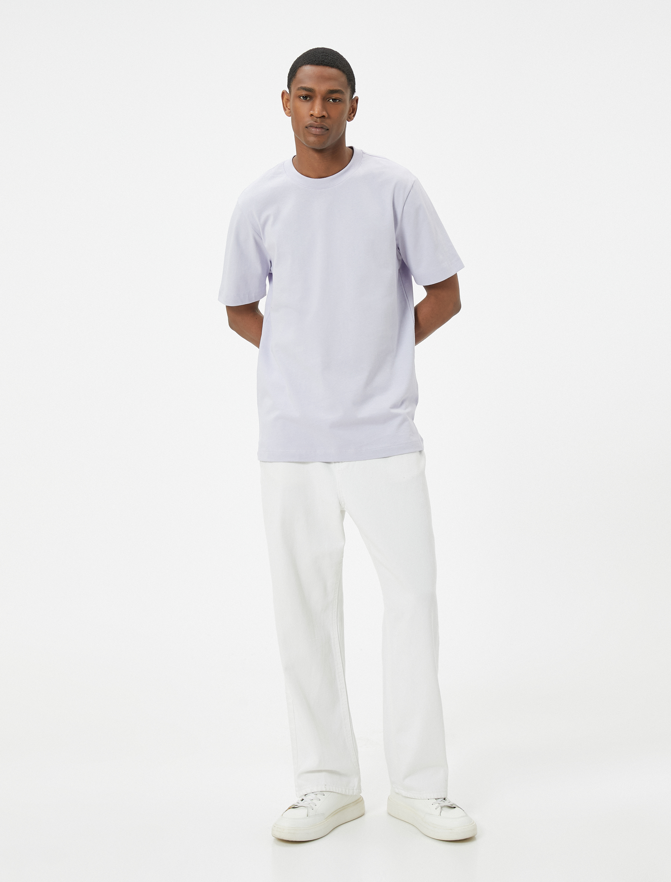   Basic Tişört Bisiklet Yaka Kısa Kollu Pamuklu