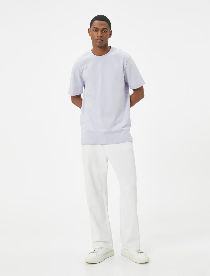  Basic Tişört Bisiklet Yaka Kısa Kollu Pamuklu