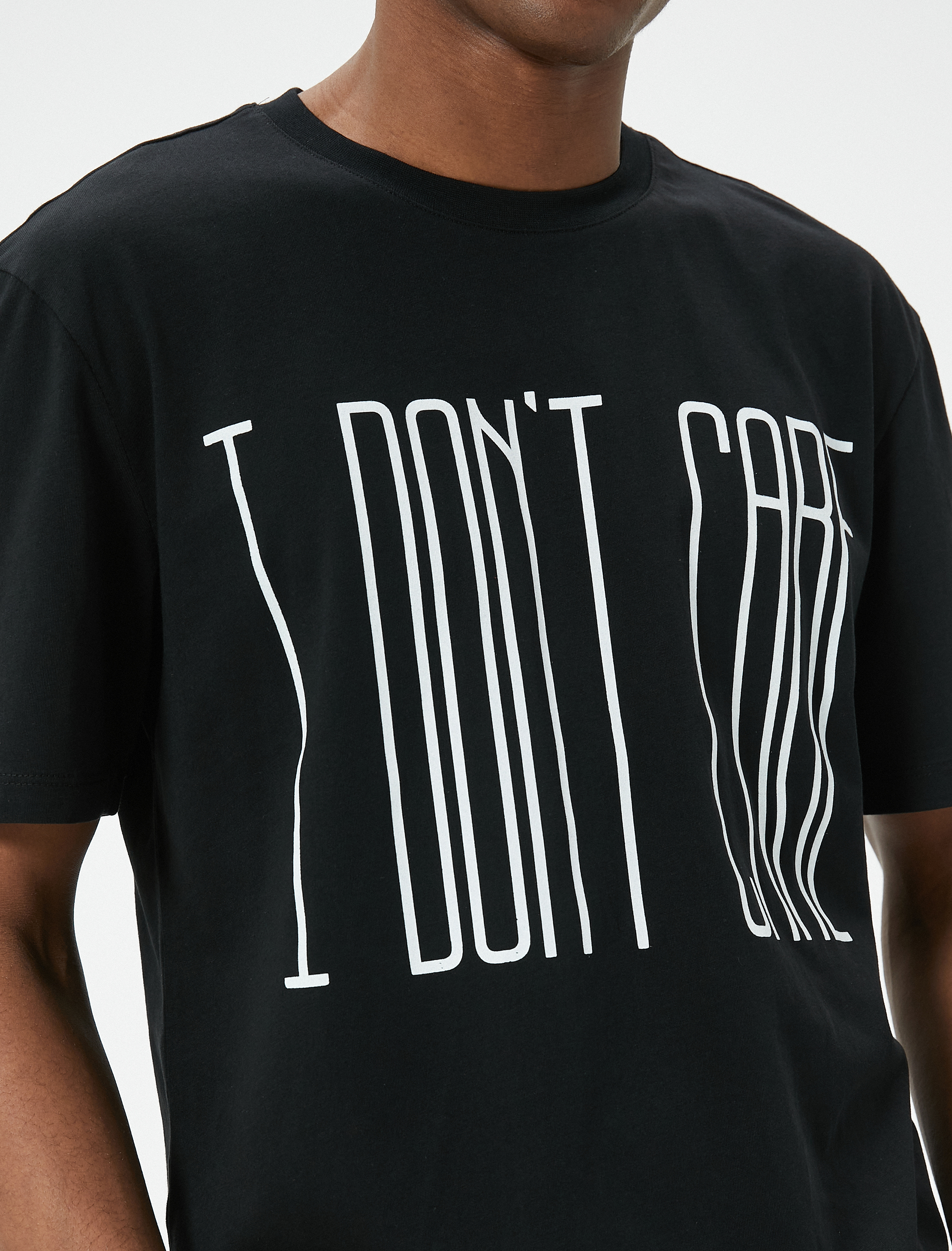   Slogan Baskılı Tişört Slim Fit Bisiklet Yaka Kısa Kollu Pamuklu