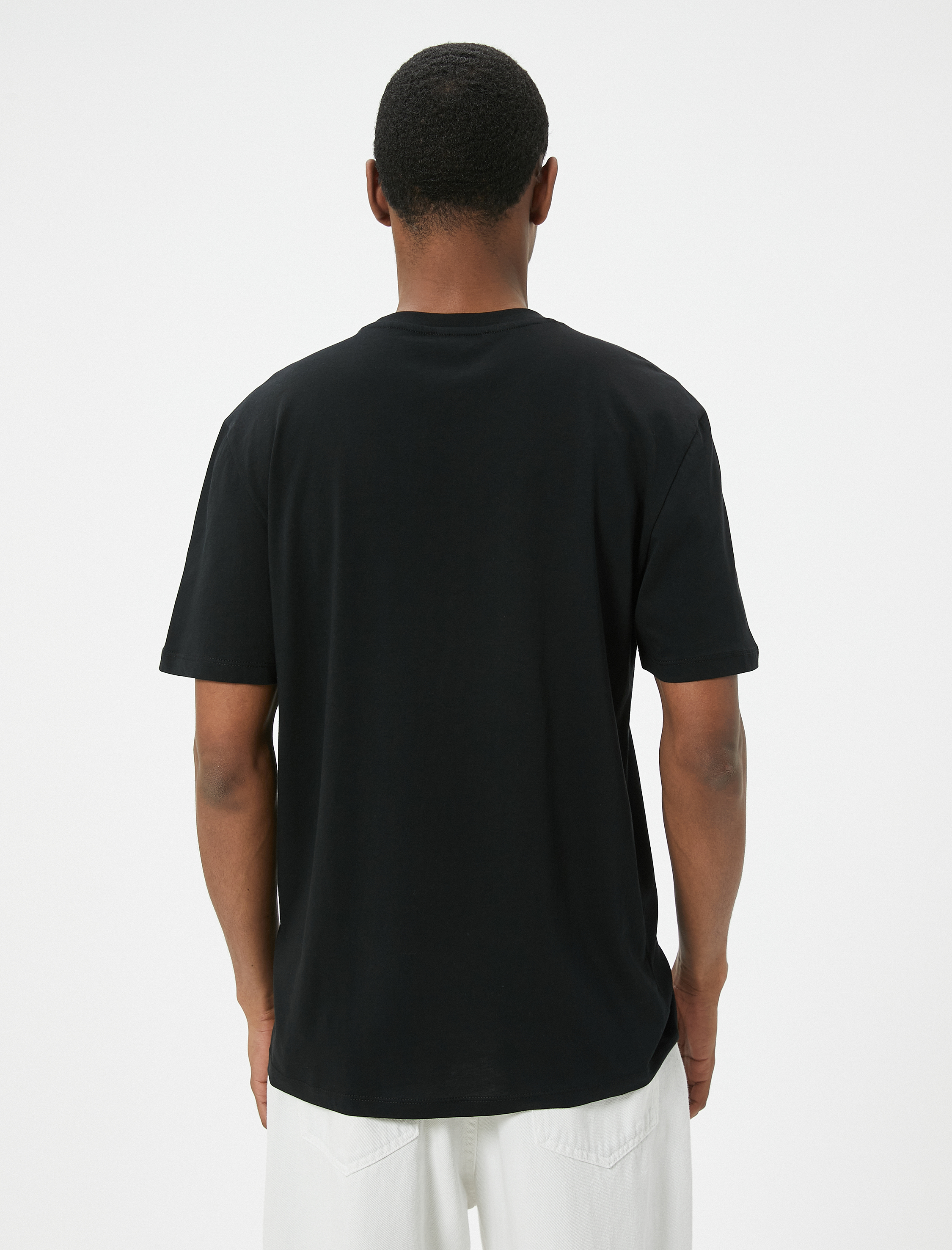   Slogan Baskılı Tişört Slim Fit Bisiklet Yaka Kısa Kollu Pamuklu