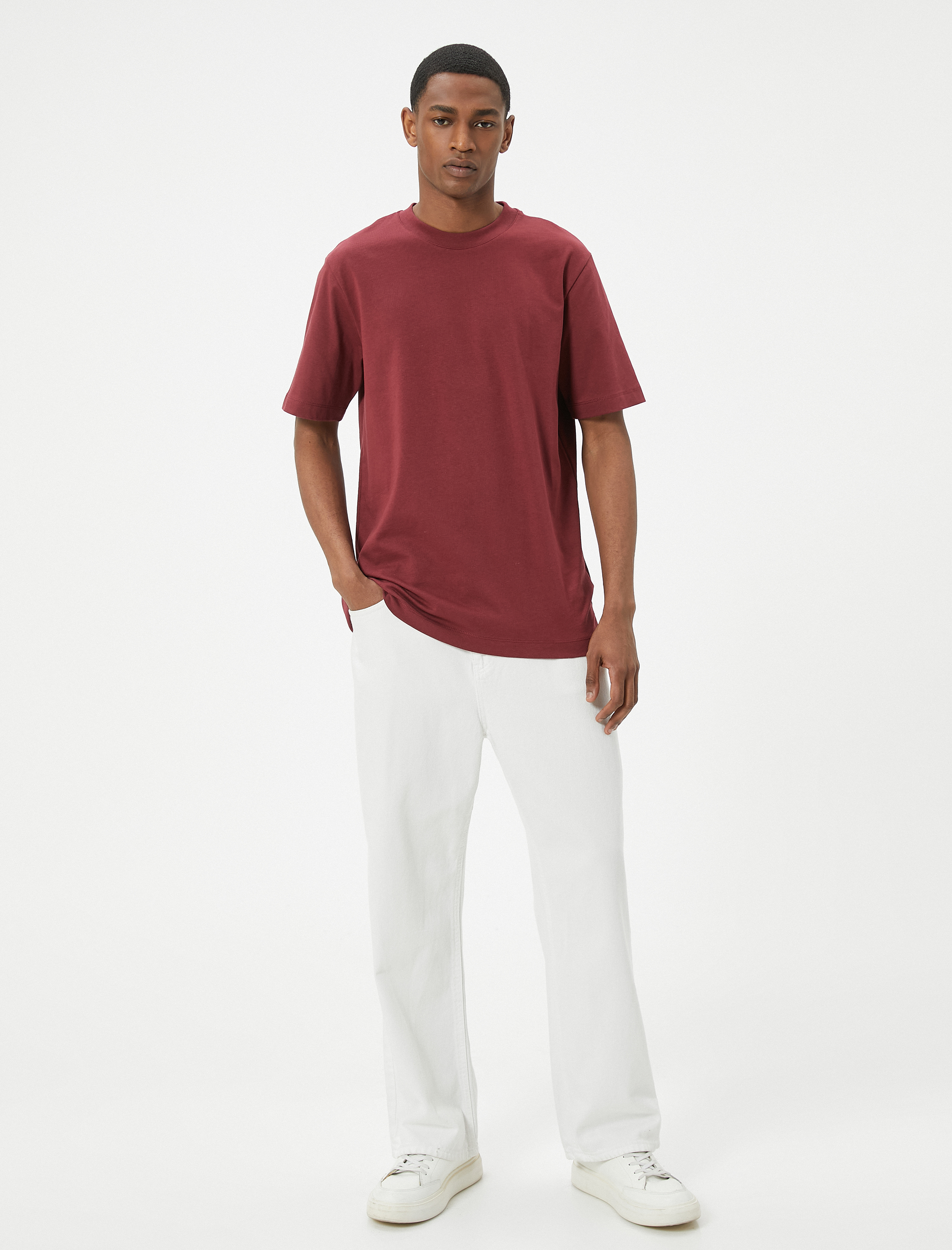   Basic Tişört Bisiklet Yaka Kısa Kollu Pamuklu