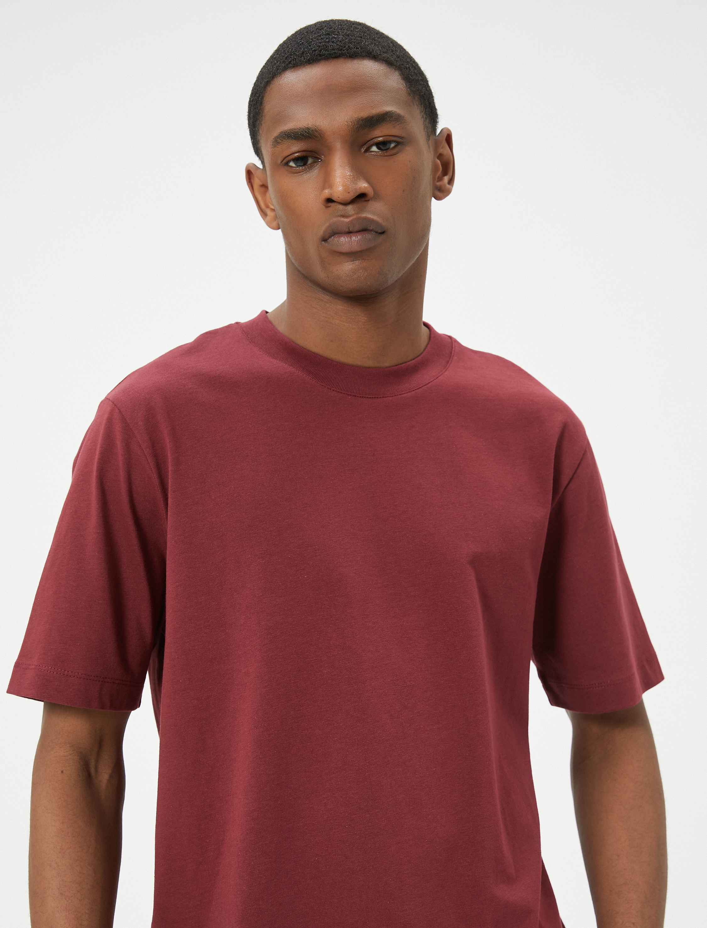   Basic Tişört Bisiklet Yaka Kısa Kollu Pamuklu