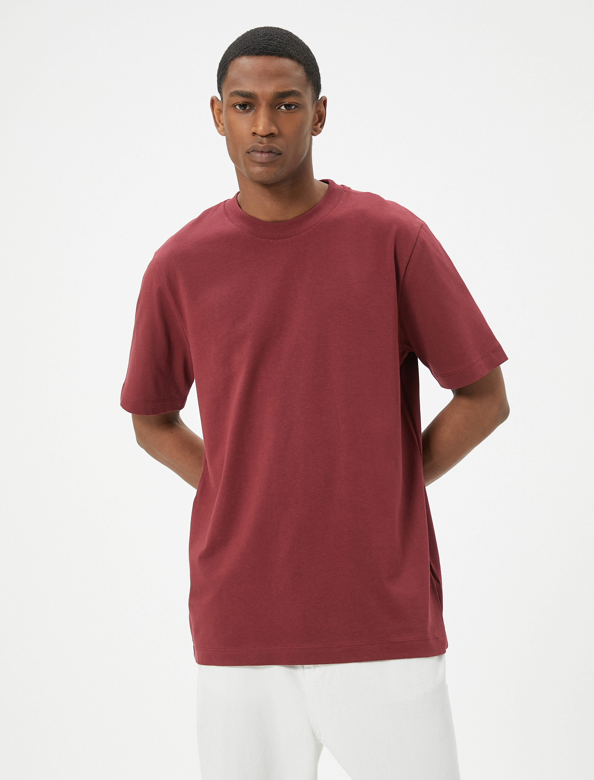   Basic Tişört Bisiklet Yaka Kısa Kollu Pamuklu