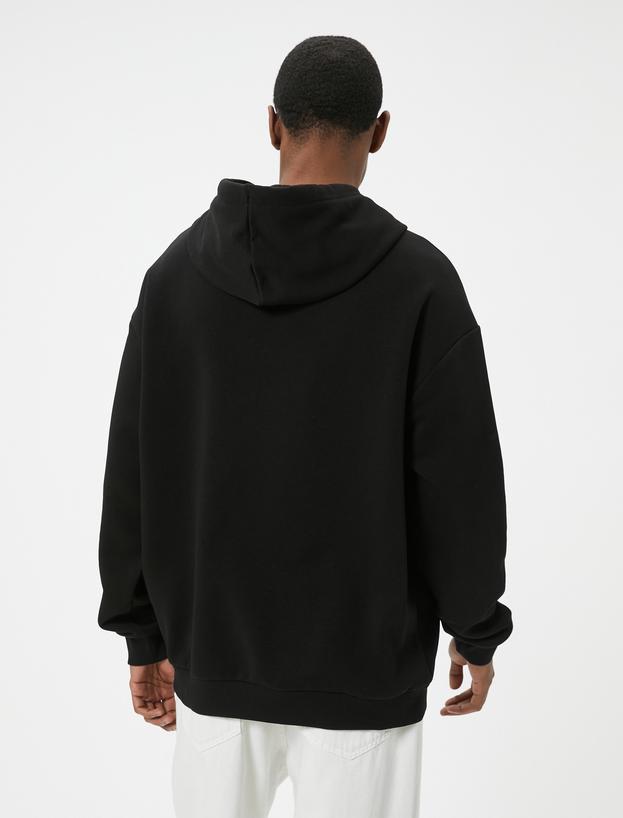 Oversize Sweatshirt Kapşonlu Uzun Kollu Kanguru Cep Detaylı_3