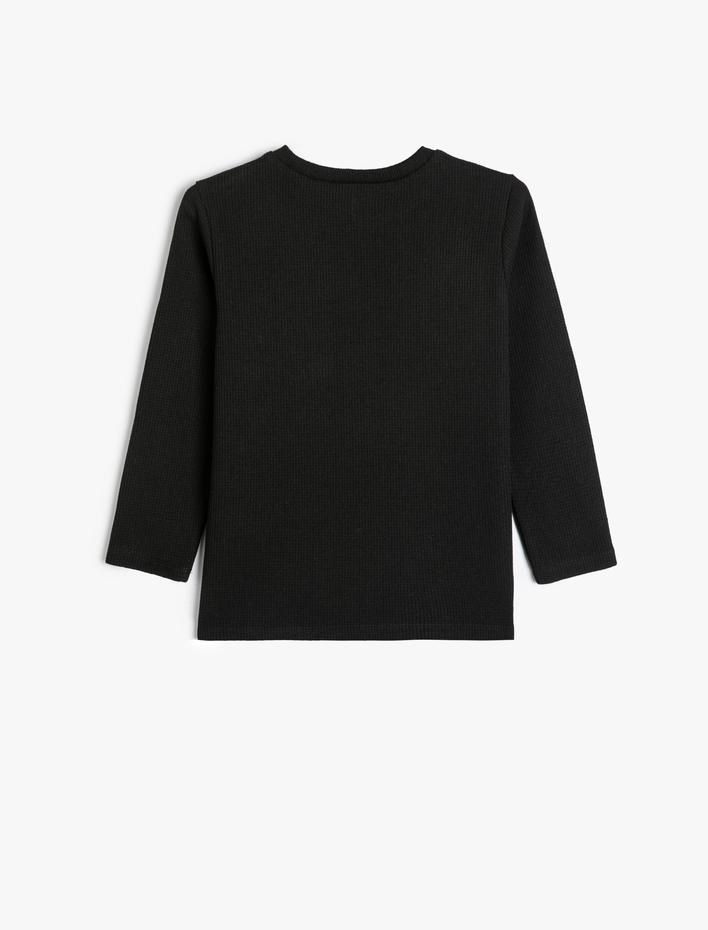 Erkek Çocuk Uzun Kollu Cep Detaylı Bisiklet Yaka Tişört